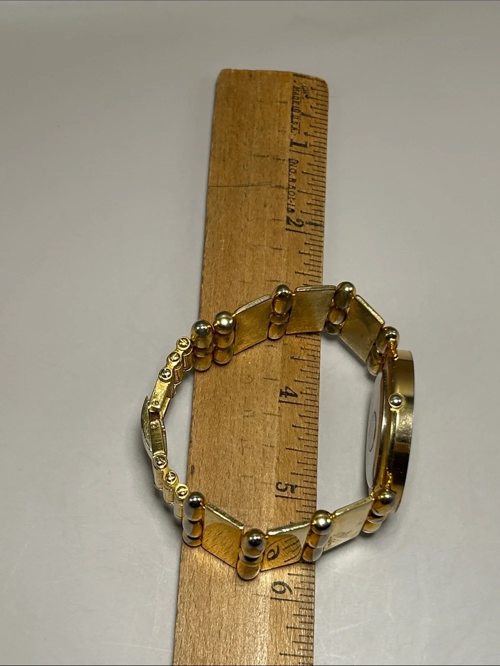 Costume Jewelry Gold-Tone Bracelet Watch with Decorative Dial